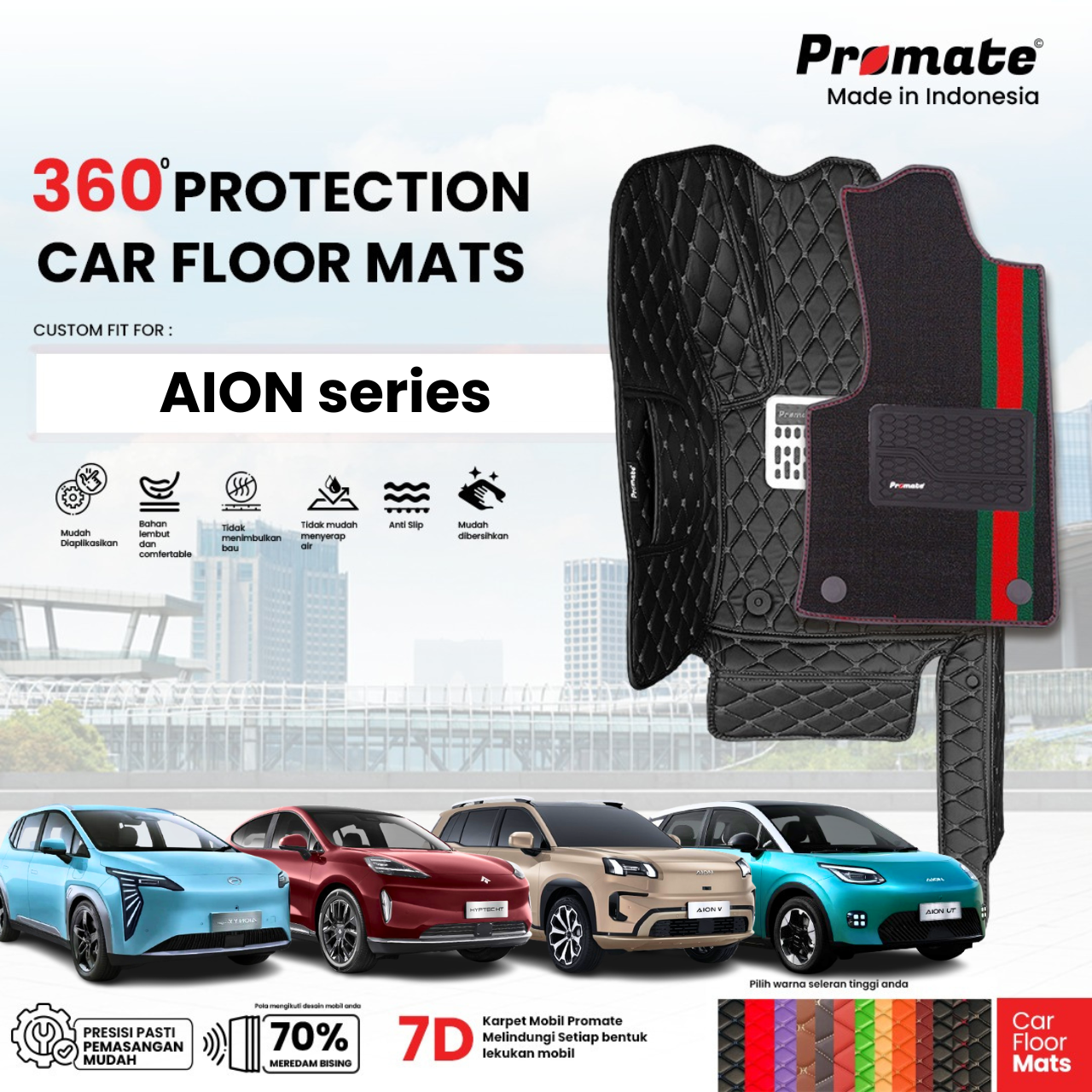 PROMATE Karpet Mobil AION Series Customfit Premium 7D Fullset Sampai Bagasi