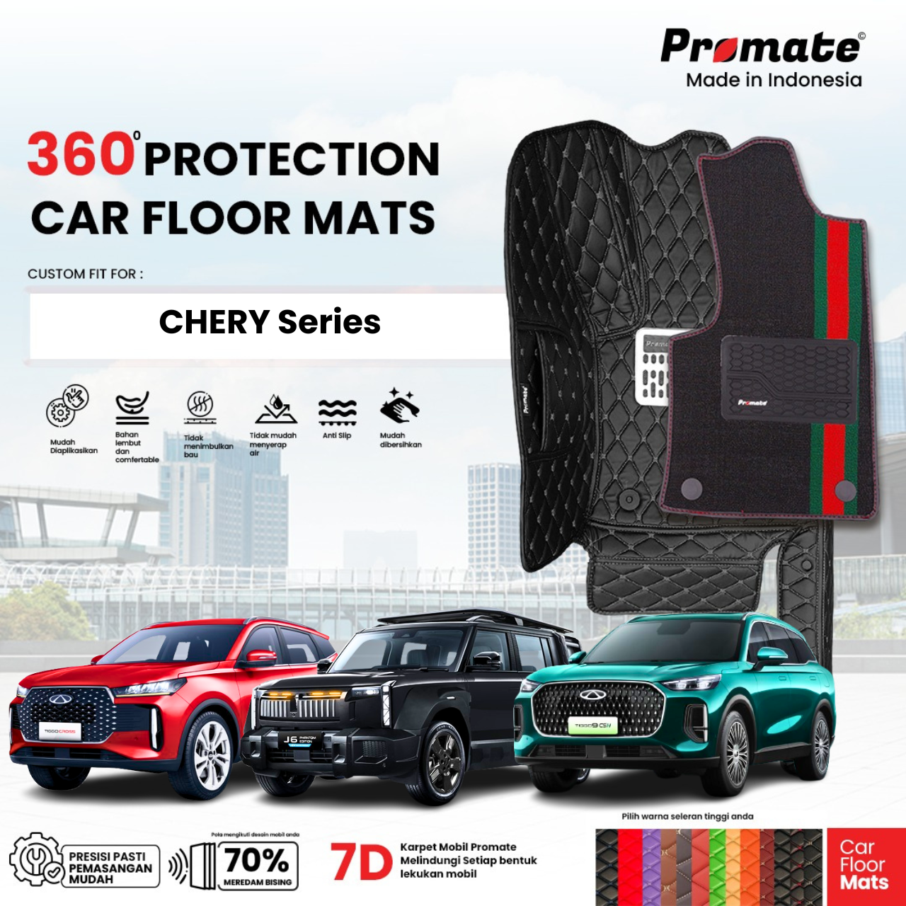 PROMATE Karpet Mobil CHERY Series Customfit Premium 7D Fullset Sampai Bagasi