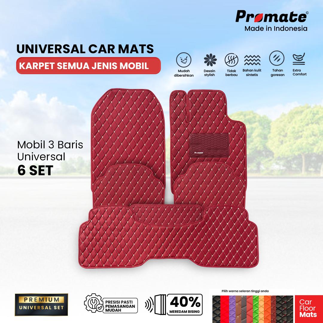Universal PROMATE Karpet Mobil 3 Baris Universal Kulit Waterproof - isi 6 PCS