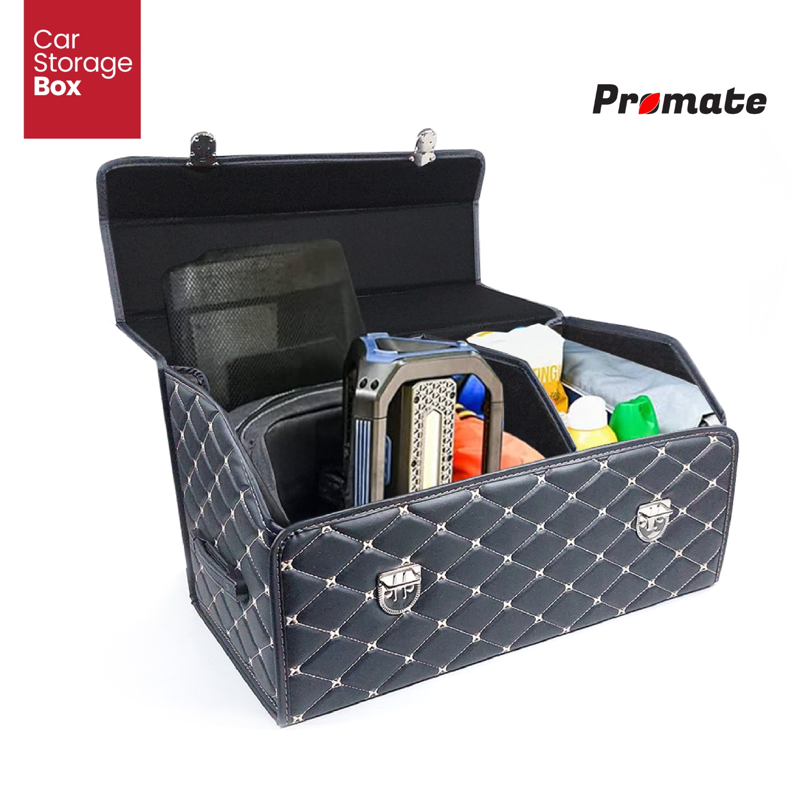 PROMATE Kotak Penyimpanan Bagasi Box Trunk Organizer Kulit PVC - Size L